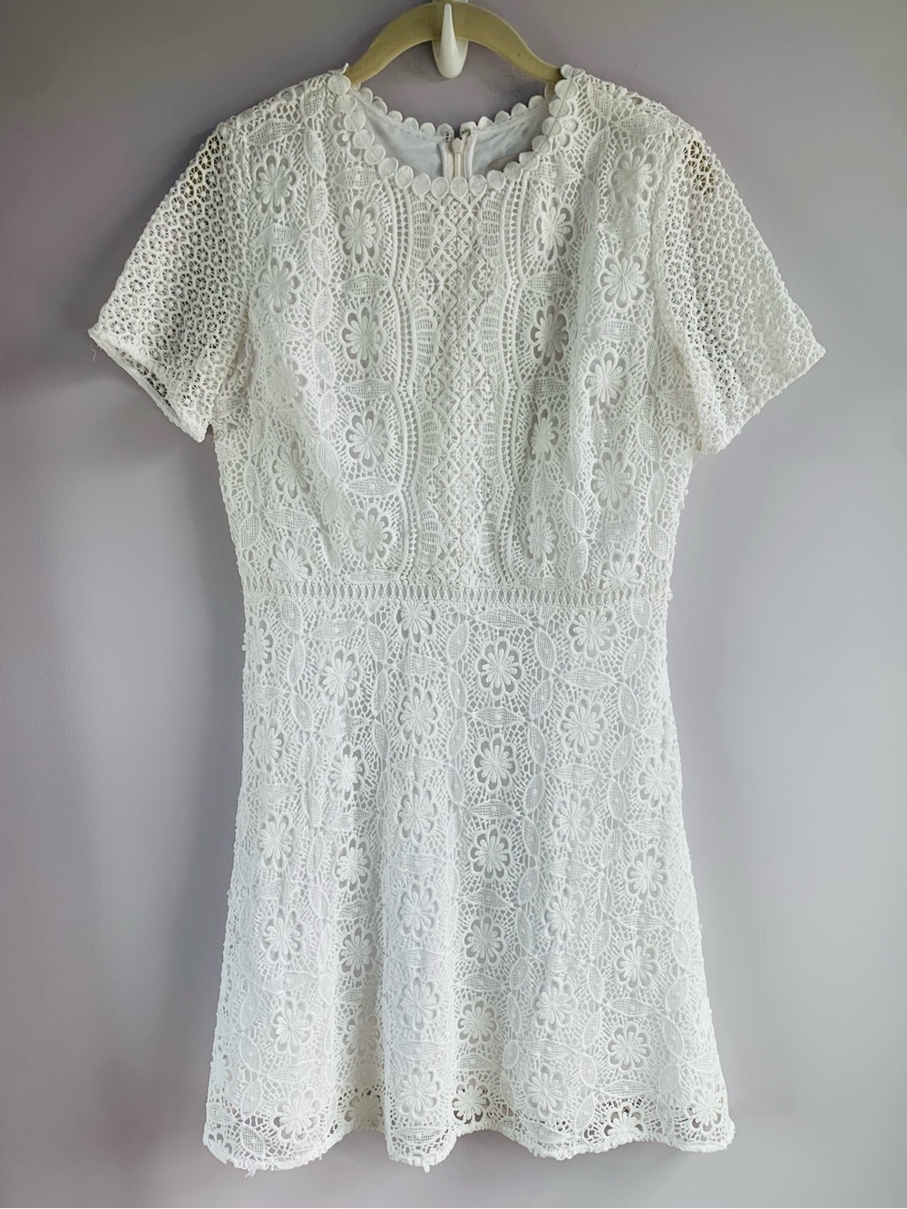 LOFT Dress White Lacy Short Sleeve Cottage Boho Formal Summer EUC Size 2 XS